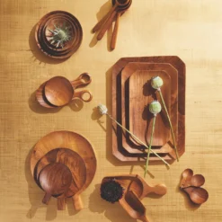 Sir/Madam KITCHEN Teak Root Paddle Tray (set Of 3)