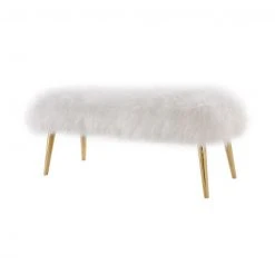 Tov FURNITURE Tera White Sheepskin Bench
