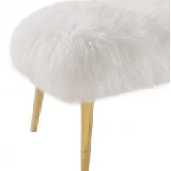 Tov FURNITURE Tera White Sheepskin Bench