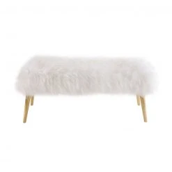 Tov FURNITURE Tera White Sheepskin Bench