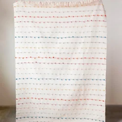 Creative Co-op Cotton Throw W/ Embroidery Loop 60" X 50"