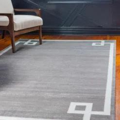 Unique Loom Oriental Rectangle Rug, Grey DECOR