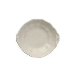 Creative Co-op Stoneware Vintage Reproduction Footed Bowl, Antique White