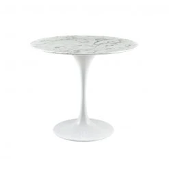 Modway Lily Round Marble Dining Table, White Base