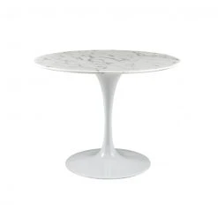 Modway Lily Round Marble Dining Table, White Base