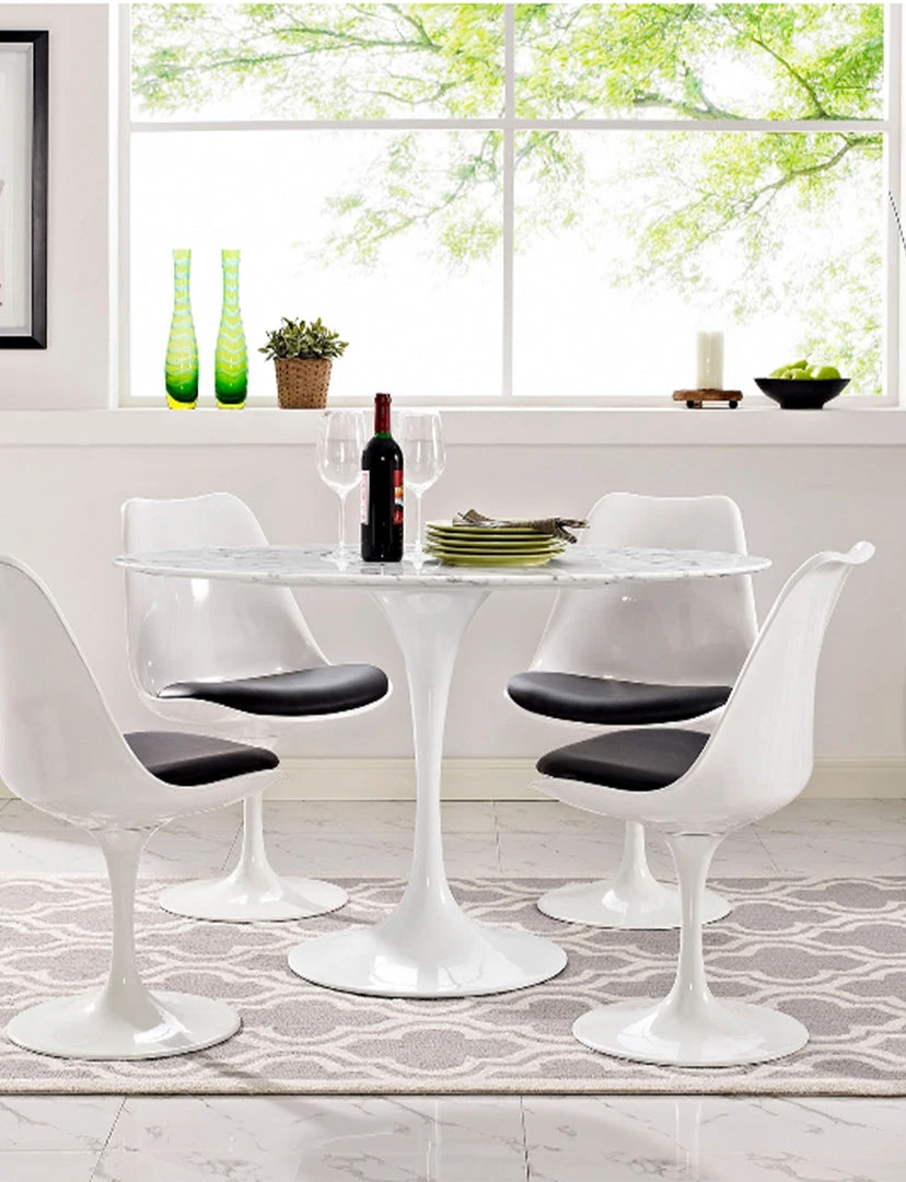 Modway FURNITURE Lily Oval Marble Dining Table, White Base 2 Modway FURNITURE Lily Oval Marble Dining Table, White Base