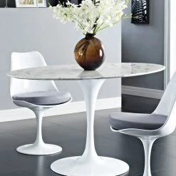 Modway FURNITURE Lily Oval Marble Dining Table, White Base 12 Modway FURNITURE Lily Oval Marble Dining Table, White Base