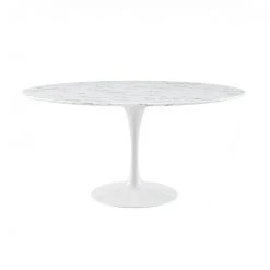 Modway Lily Round Marble Dining Table, White Base