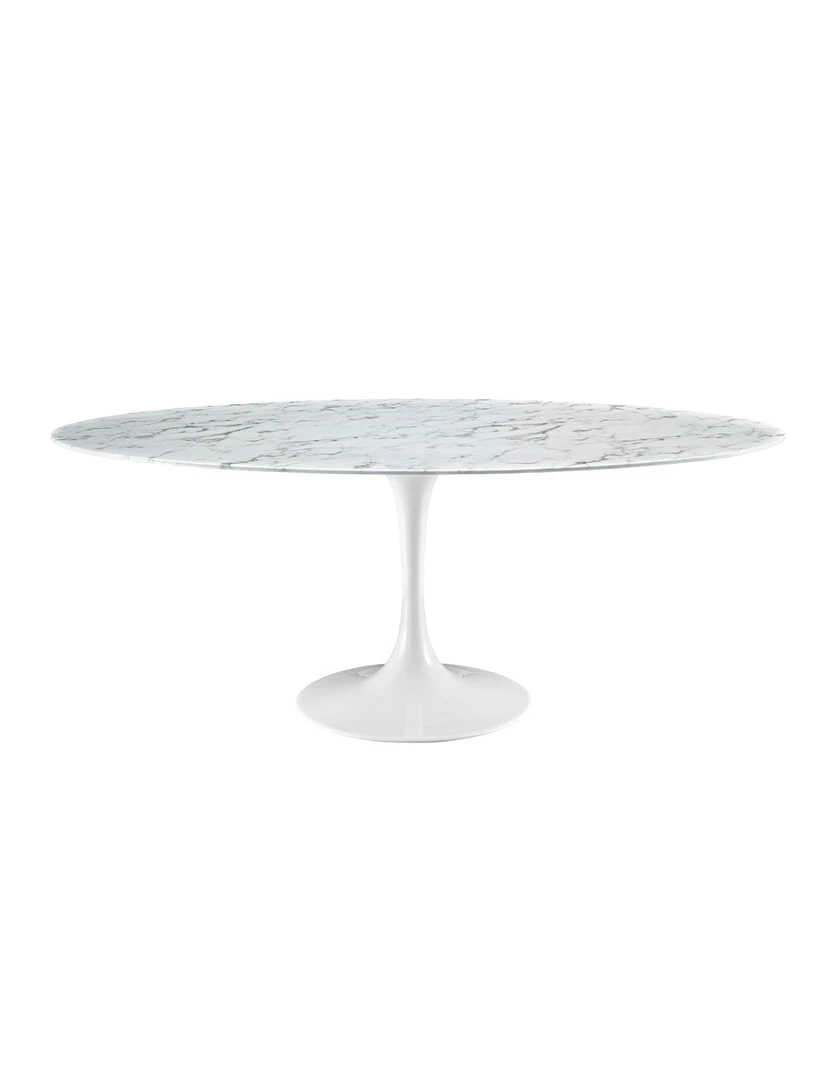 Modway FURNITURE Lily Oval Marble Dining Table, White Base 7 Modway FURNITURE Lily Oval Marble Dining Table, White Base