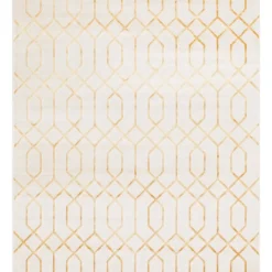 Unique Loom Hiba Glam Trellis Rectangle Rug, White Gold DECOR