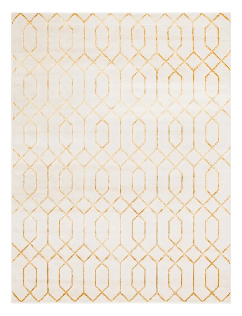 Unique Loom Hiba Glam Trellis Rectangle Rug, White Gold DECOR 2 Unique Loom Hiba Glam Trellis Rectangle Rug, White Gold DECOR