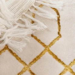 Unique Loom Hiba Glam Trellis Rectangle Rug, White Gold DECOR 14 Unique Loom Hiba Glam Trellis Rectangle Rug, White Gold DECOR