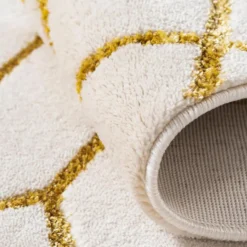 Unique Loom Hiba Glam Trellis Rectangle Rug, White Gold DECOR 15 Unique Loom Hiba Glam Trellis Rectangle Rug, White Gold DECOR