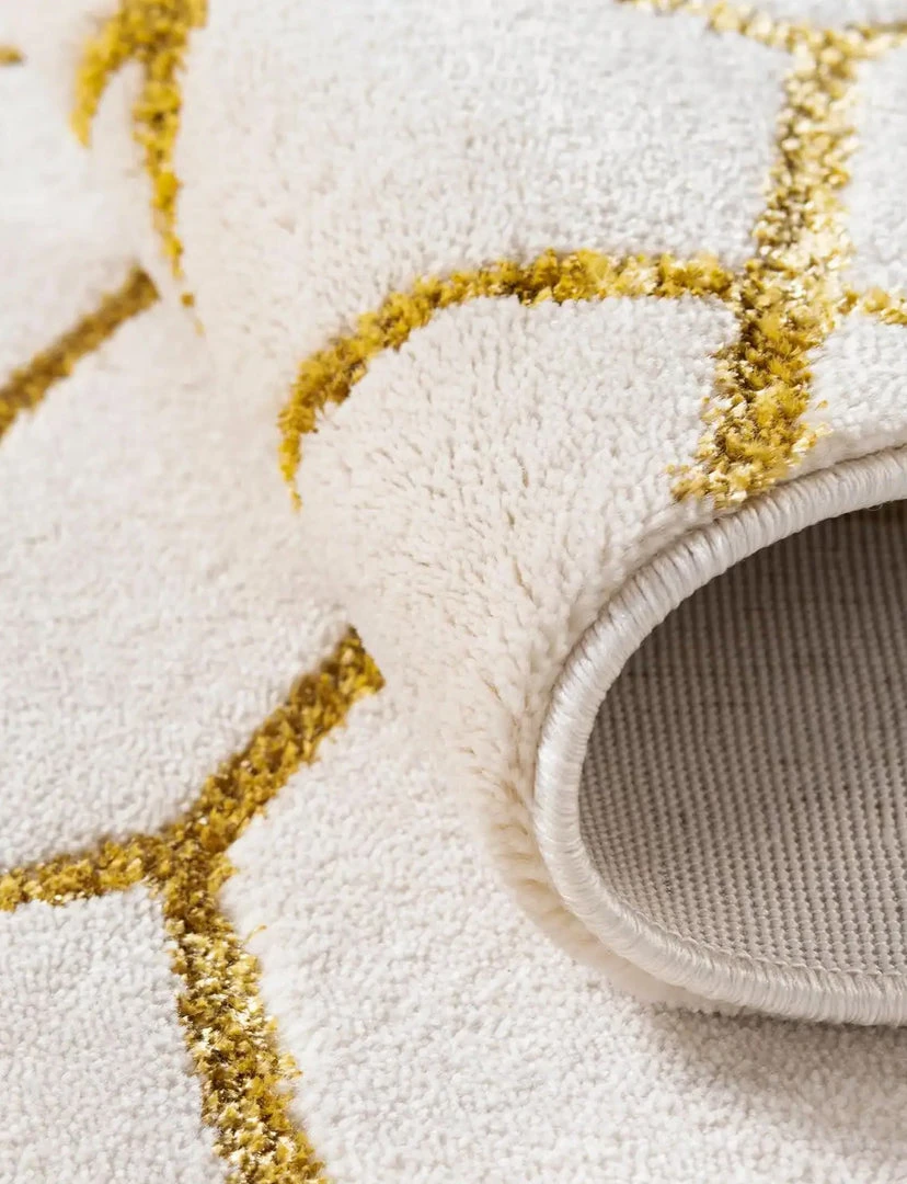 Unique Loom Hiba Glam Trellis Rectangle Rug, White Gold DECOR 7 Unique Loom Hiba Glam Trellis Rectangle Rug, White Gold DECOR