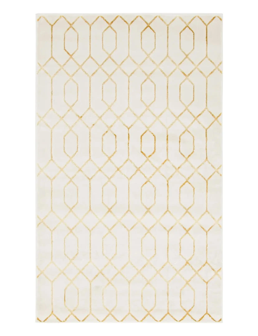 Unique Loom Hiba Glam Trellis Rectangle Rug, White Gold DECOR 1 Unique Loom Hiba Glam Trellis Rectangle Rug, White Gold DECOR