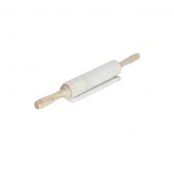 Bidk Home White Marble & Mango Wood Rolling Pin W/ Base NEW ARRIVAL