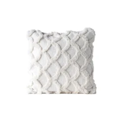 Creative Co-op Square Cotton Chenille Scalloped Pillow 18" DECOR