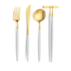 KITCHEN Cutipol Goa Flatware, White/gold