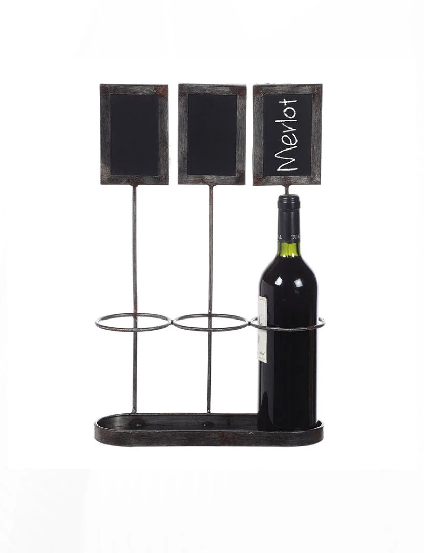 Creative Co-op KITCHEN Metal Wine Bottle Holder W/ Chalkboards 1 Creative Co-op KITCHEN Metal Wine Bottle Holder W/ Chalkboards