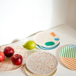 KITCHEN Xenia Taler Terrazzo Mauve Side Plate 8" 6 KITCHEN Xenia Taler Terrazzo Mauve Side Plate 8