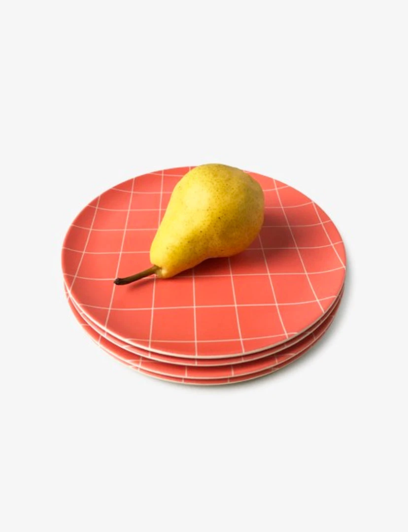 Xenia Taler Red Grid Side Plate 8" KITCHEN 2 Xenia Taler Red Grid Side Plate 8" KITCHEN